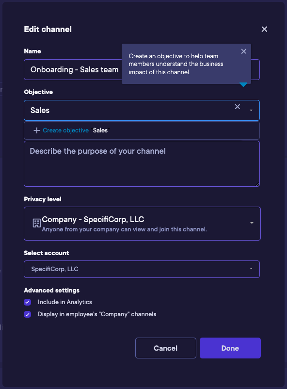 Adding channel details