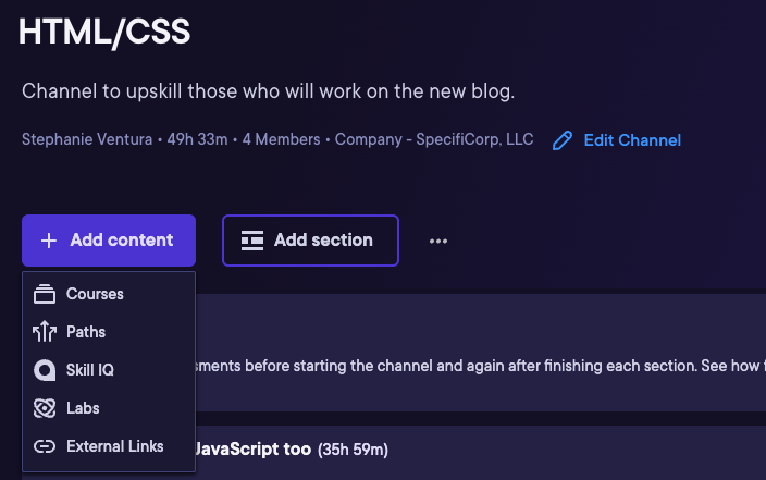 Add content from channel details
