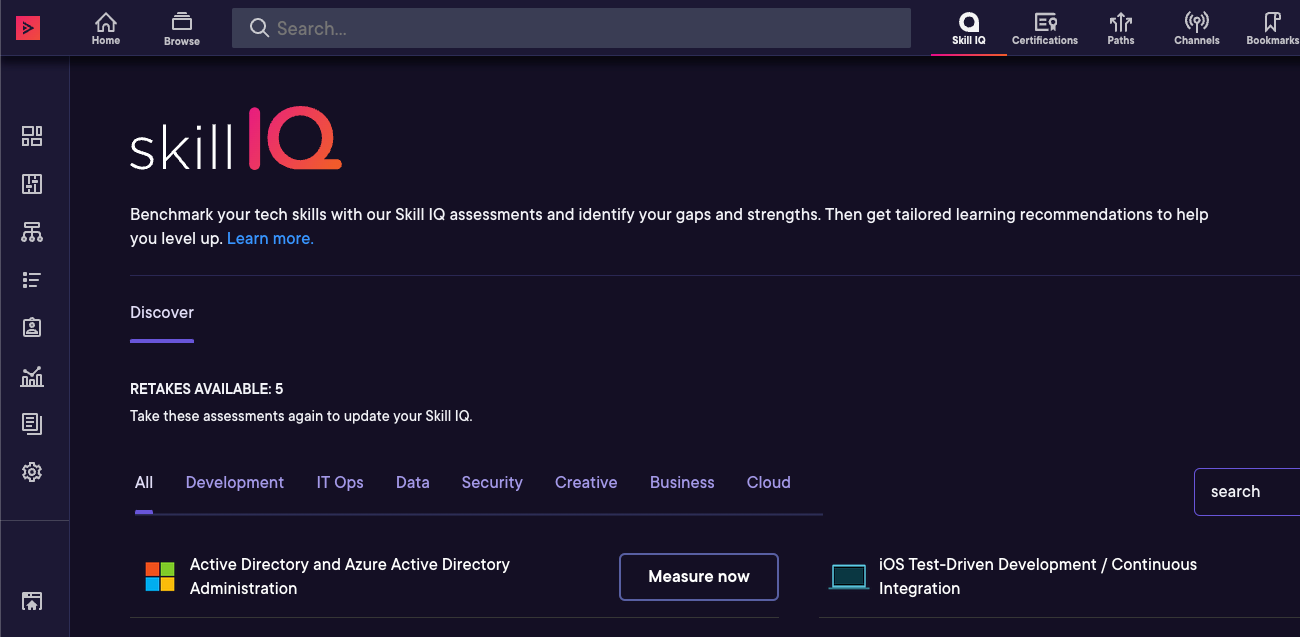 Discover tab on Skill IQ home