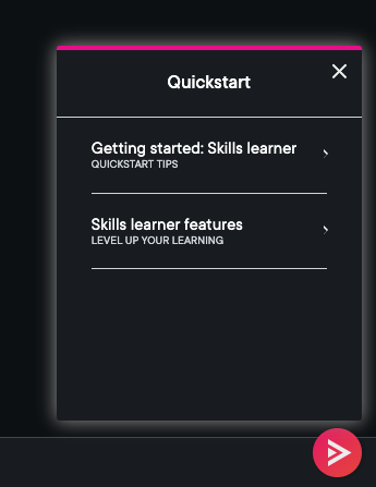 Learner quickstart menu