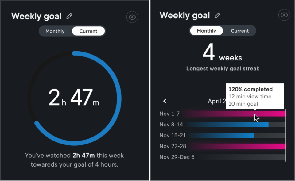 Goal setting widget