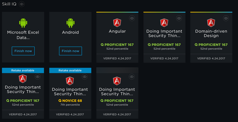 Skill IQ tile on profile page