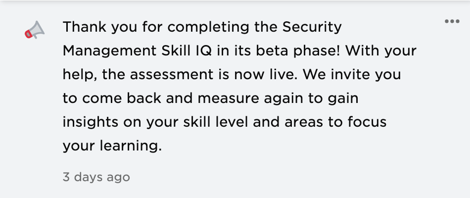 Skill IQ moving from beta notification