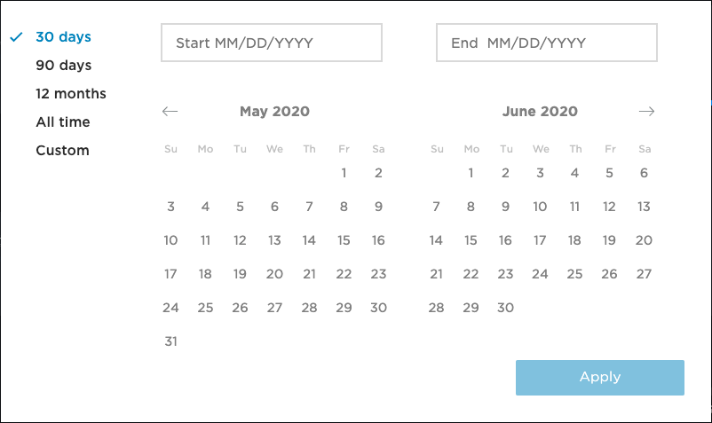 Skills date range calendar