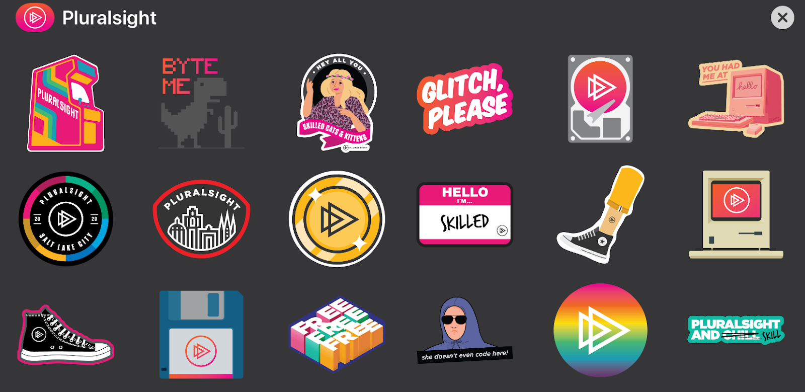 Pluralsight iMessage stickers