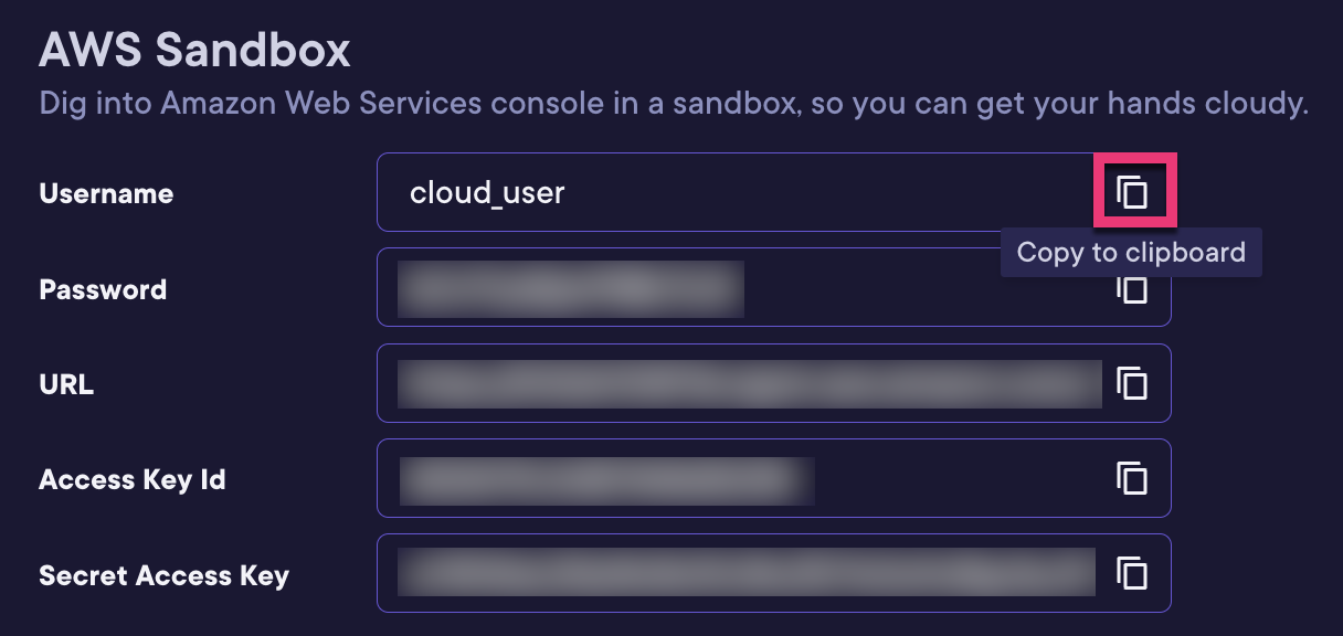 copy sandbox credentials