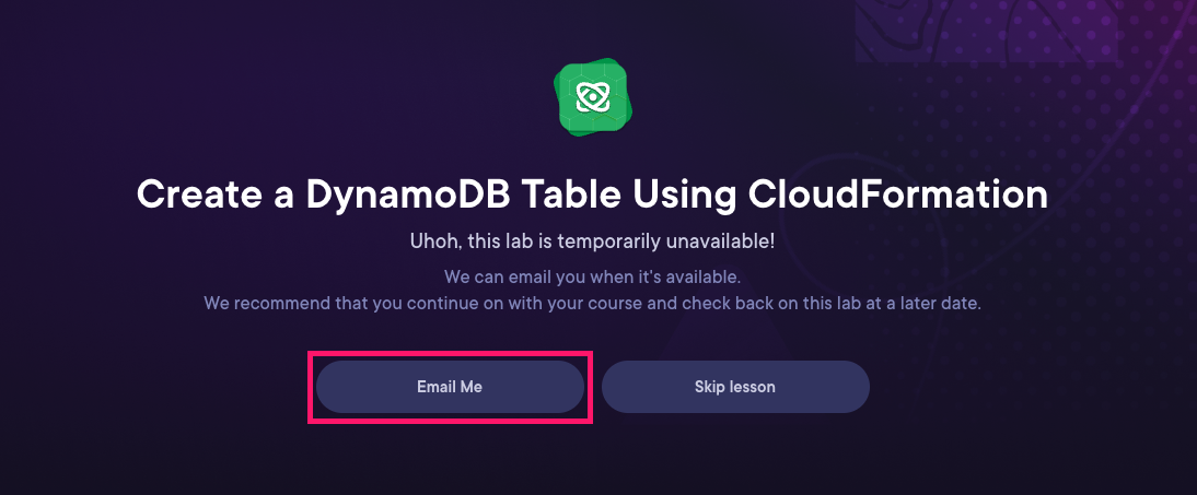 lab unavailable acg course page