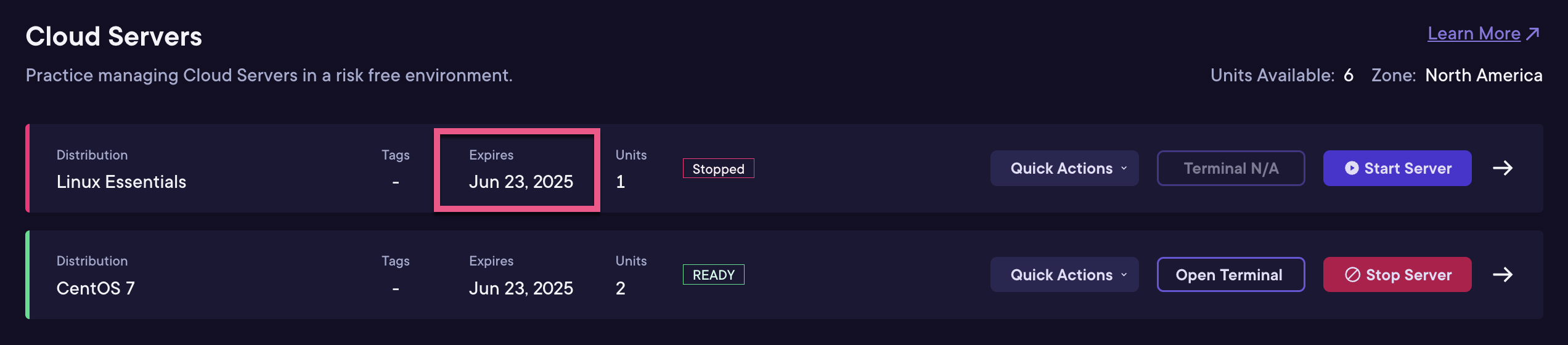 cloud server expiration date