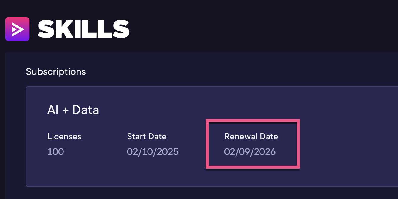 Renewal Date on Account page