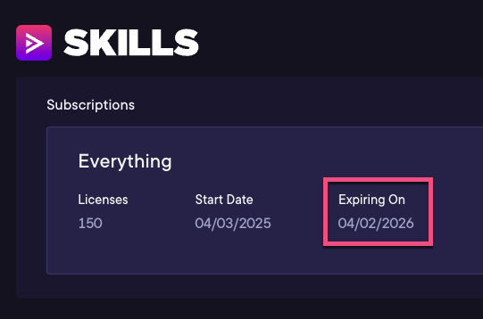 Expiring On date on Account page
