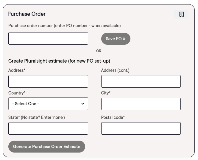 Generate new purchase order estimate