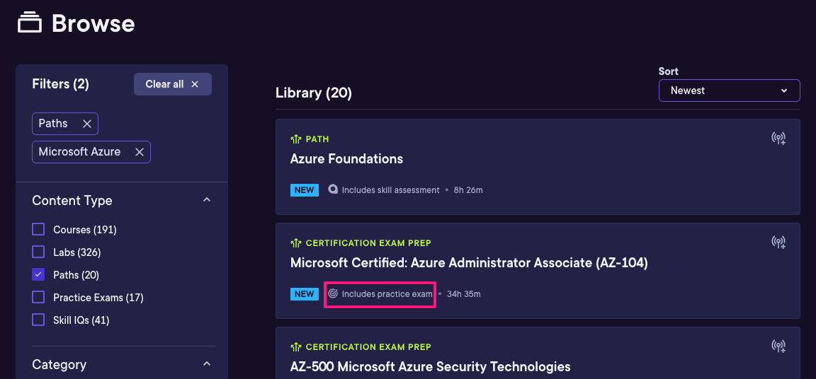 Browse page with paths selected via filter.png